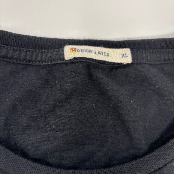 Marine Layer XL Black "In the loop" Logo Crewneck T-Shirt - Picture 2 of 6